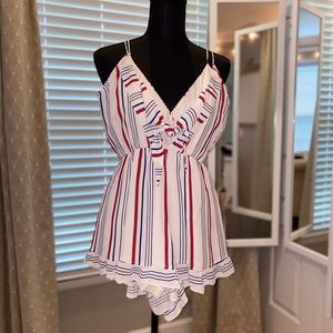 Tularosa white, red & blue stripped romper